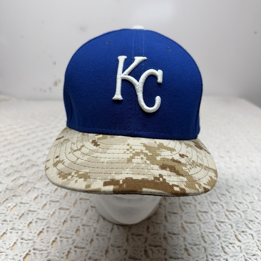 Kansas City KC Royals MLB New Era 59Fifty On Field Camo Fitted Hat Cap Sz 8